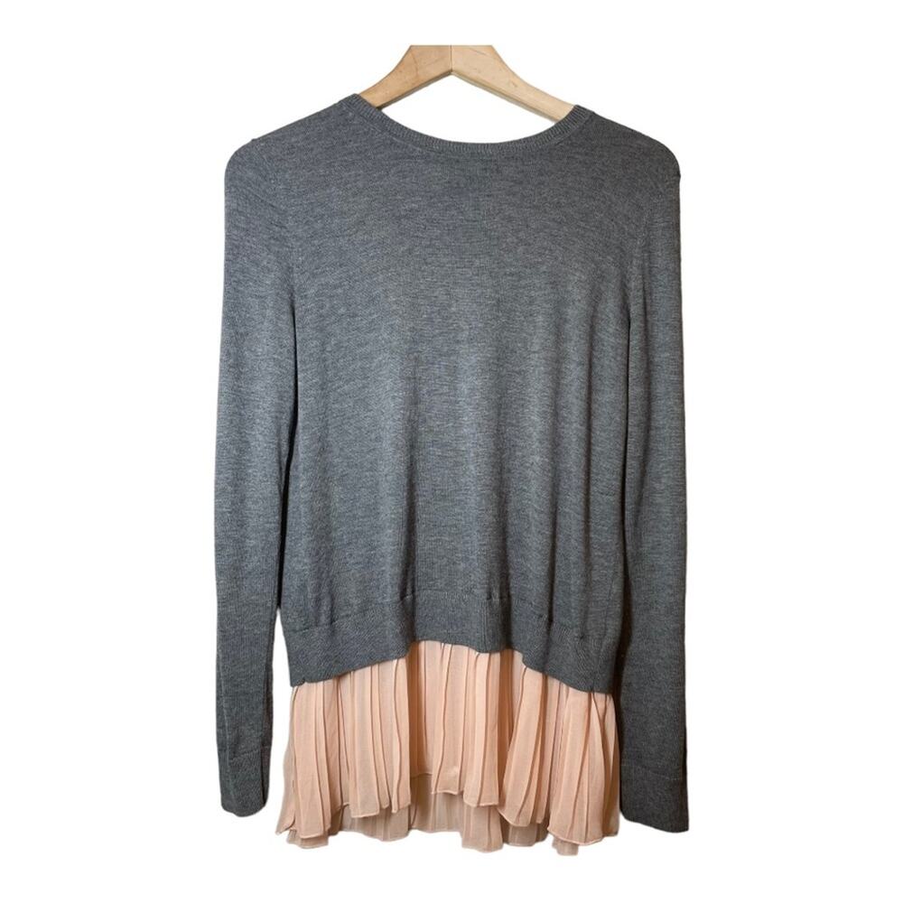 Chelsea28 Gray Pink Mixed Media Sweater Split Back Balletcore Small